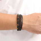 Herrenarmband Tigerauge aus Leder 