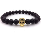 Herrenarmband Perlen Totenkopf 