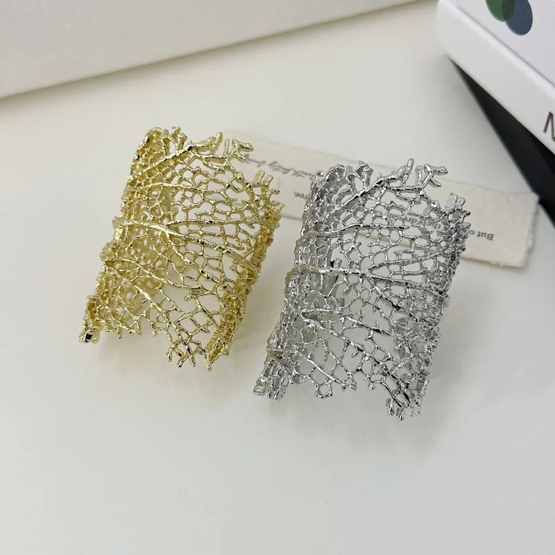 Breites Korallenarmband für Damen Gold