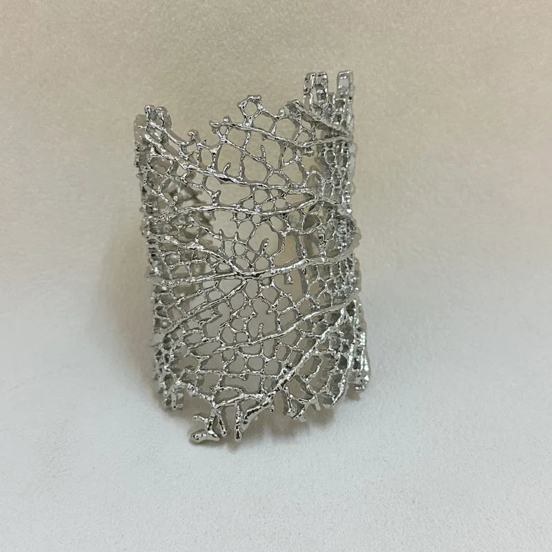 Breites Korallenarmband für Damen Silber