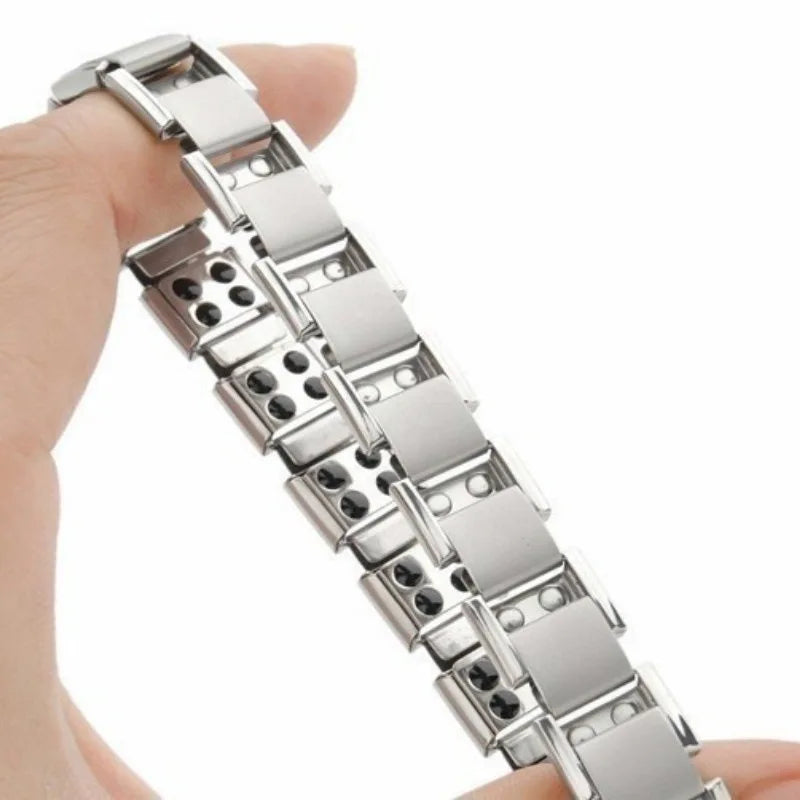 Magnetisches Herrenarmband Anti-Stress Silber