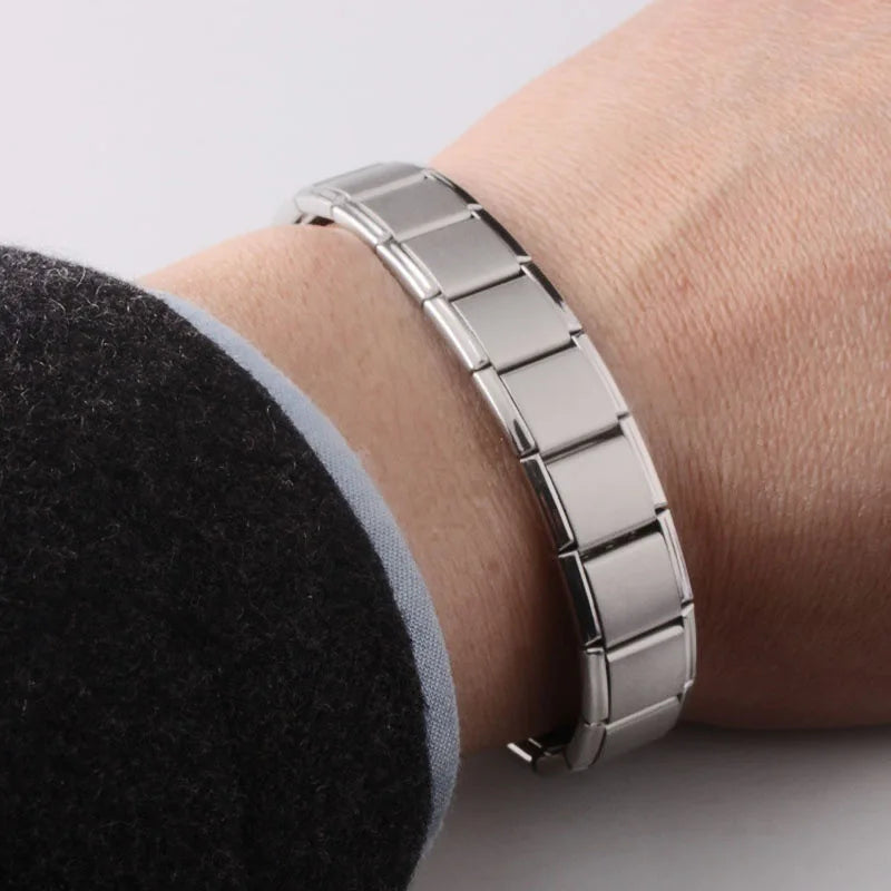 Magnetisches Herrenarmband Anti-Stress Silber