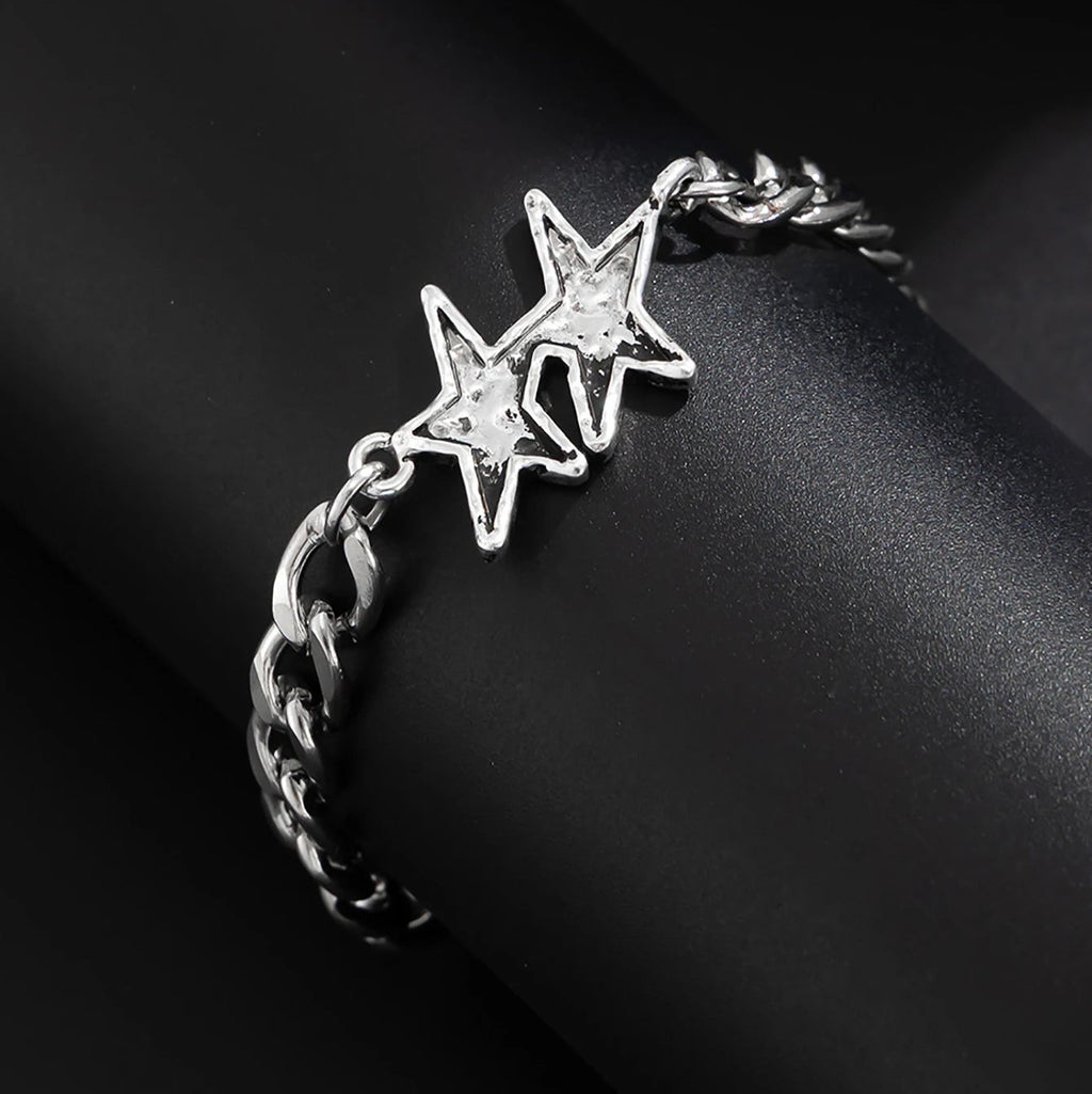 Armband mit kubanischer Gliederkette und doppeltem Silberstern