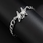 Armband mit kubanischer Gliederkette und doppeltem Silberstern