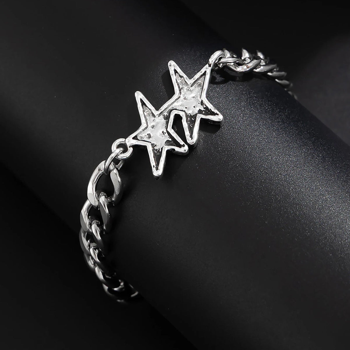 Armband mit kubanischer Gliederkette und doppeltem Silberstern