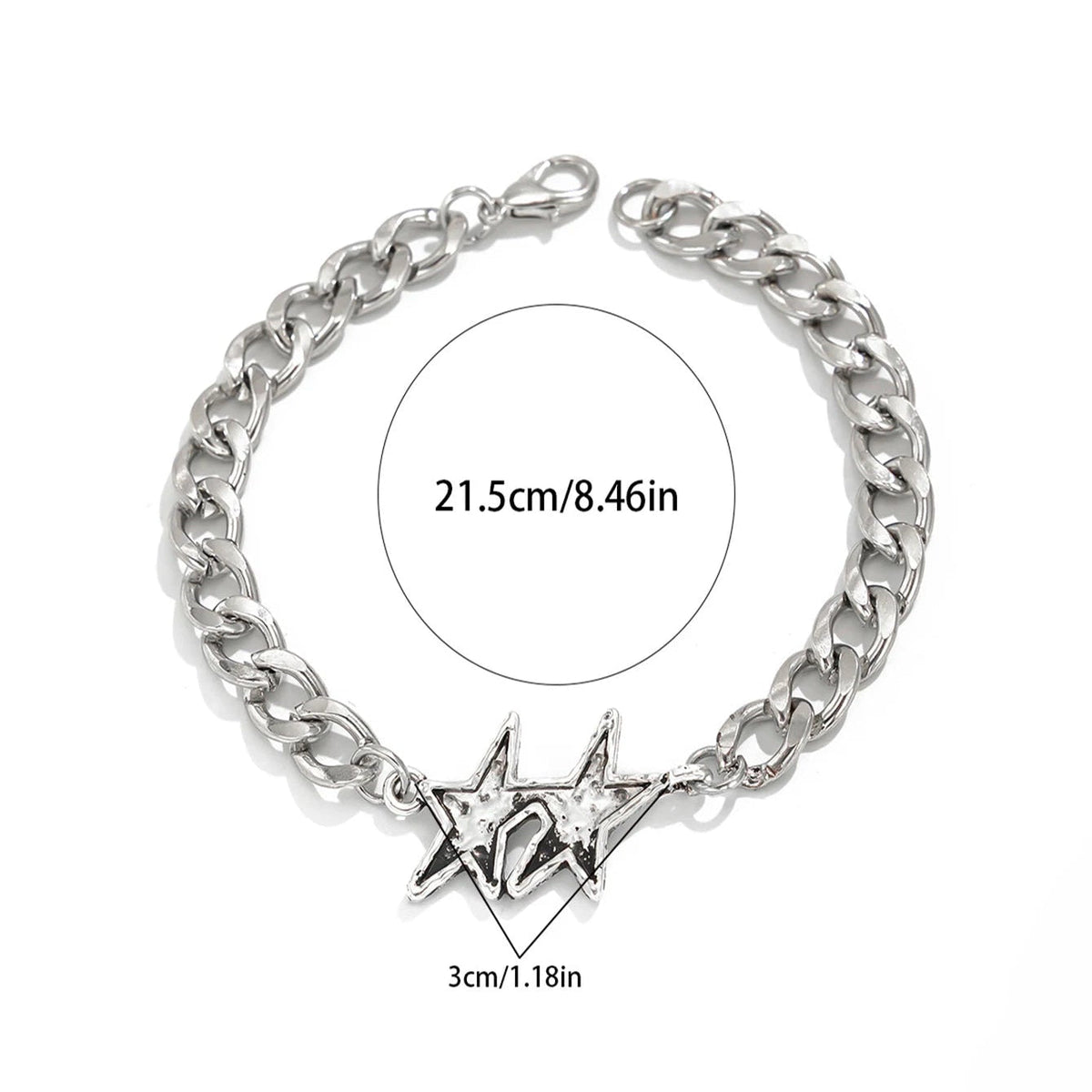 Armband mit kubanischer Gliederkette und doppeltem Stern