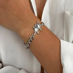 Armband mit kubanischer Gliederkette und doppeltem Silberstern