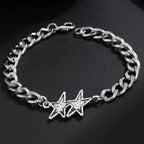 Armband mit kubanischer Gliederkette und doppeltem Silberstern