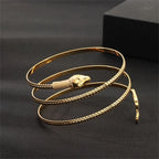 Damen-Schlangen-Manschettenarmband Reptil gold