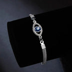 Blaues Silber Armband mit Bösem Blick