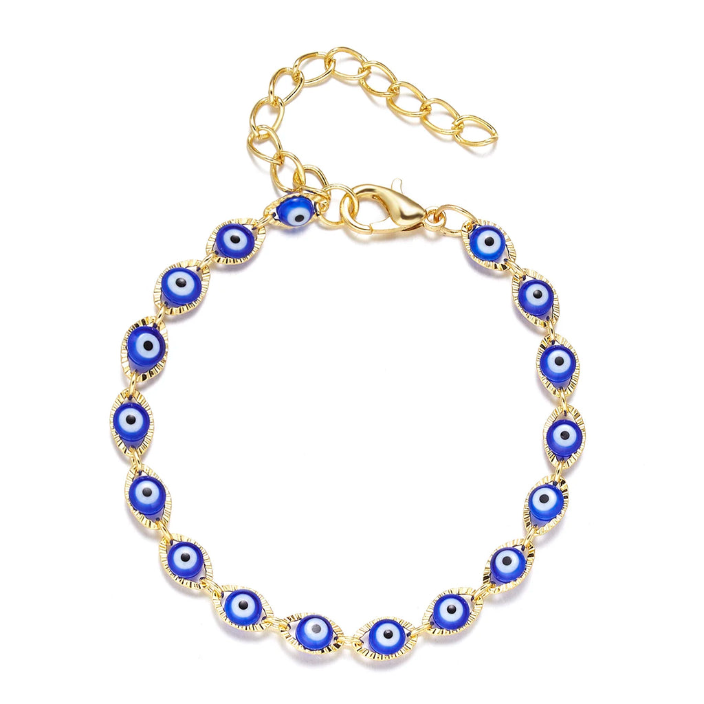 Blaues Boho-Stil Armband mit Bösem Auge 