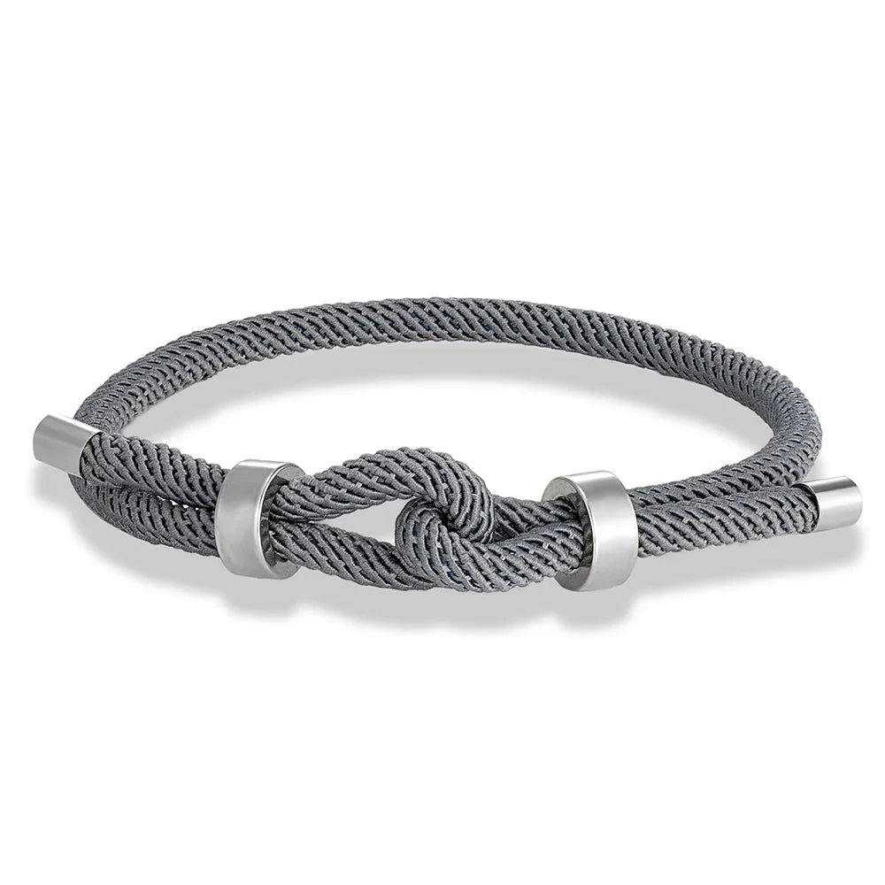 Moderne Armband aus geflochtener Kordel mit grauem Knoten