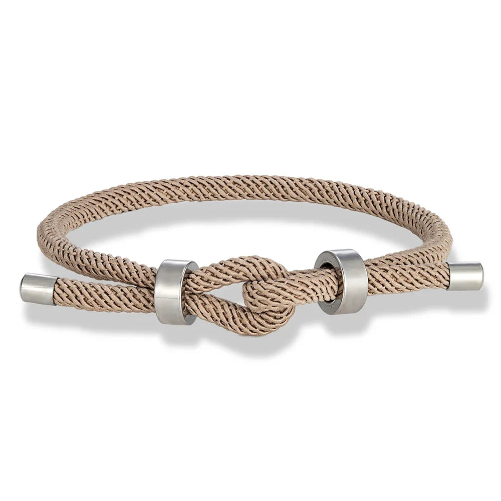 Moderne Armband aus geflochtener Kordel mit beigem Knoten