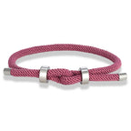 Moderne Armband aus geflochtener Kordel mit rosa Knoten