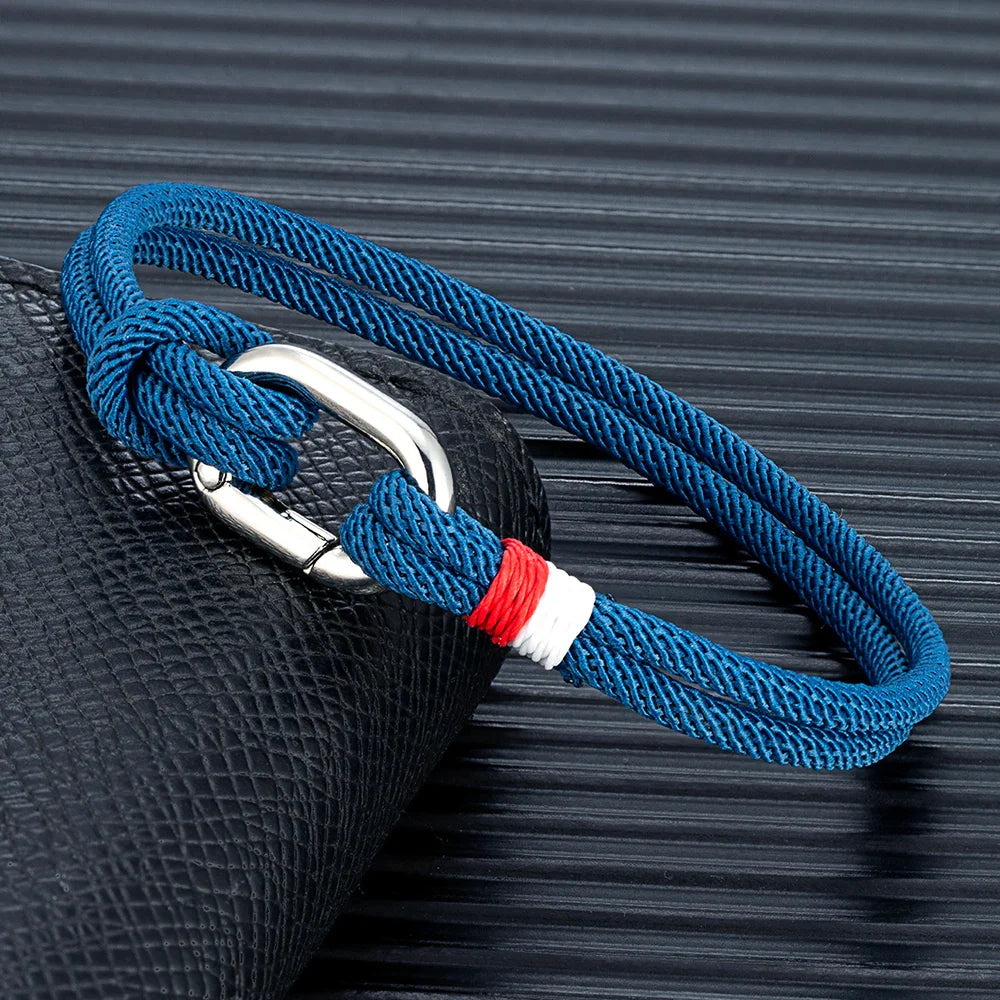 Nautisches Armband aus geflochtener Kordel mit Knoten für Herren oder Damen, blau