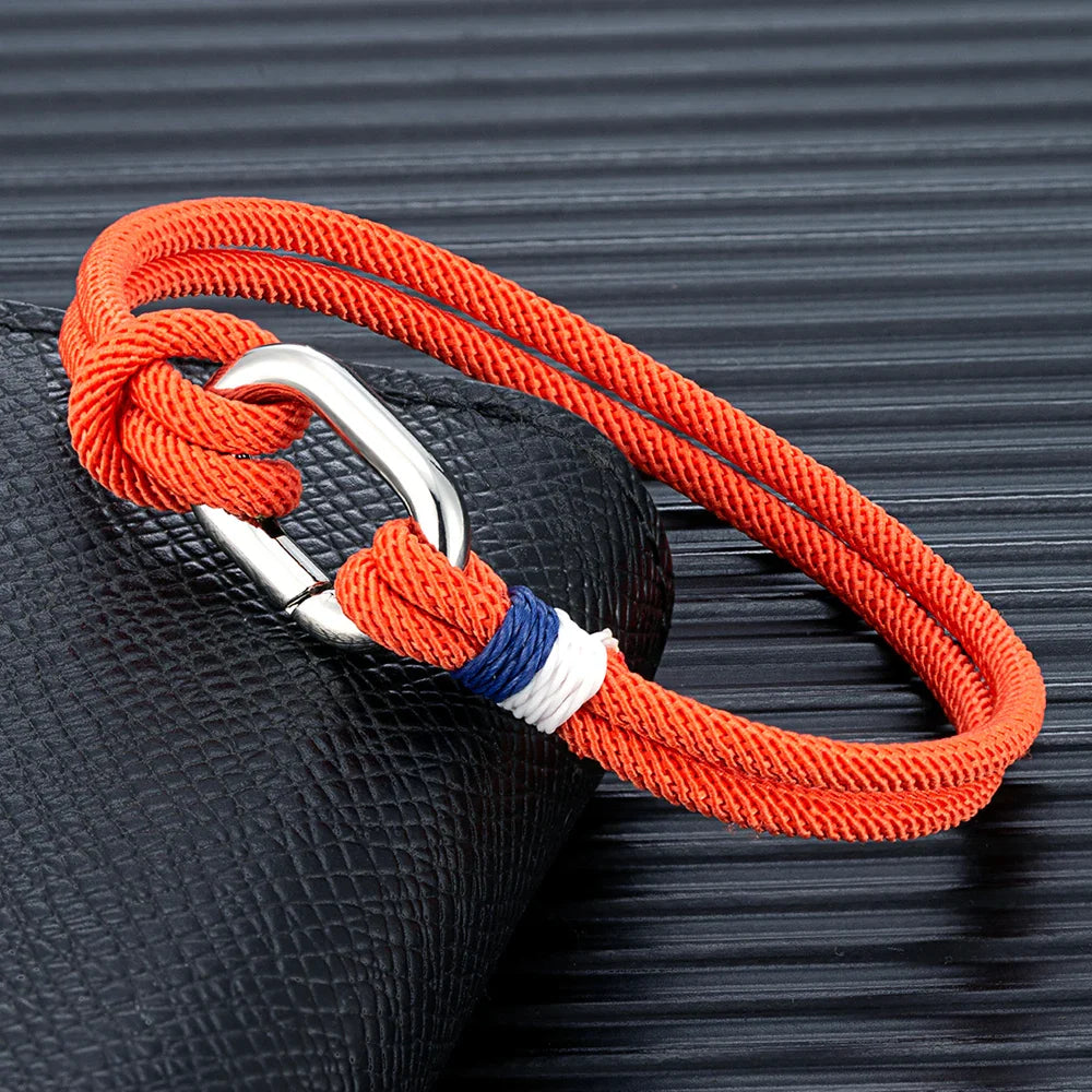 Nautisches Armband aus geflochtener Kordel mit Knoten für Herren oder Damen, orange