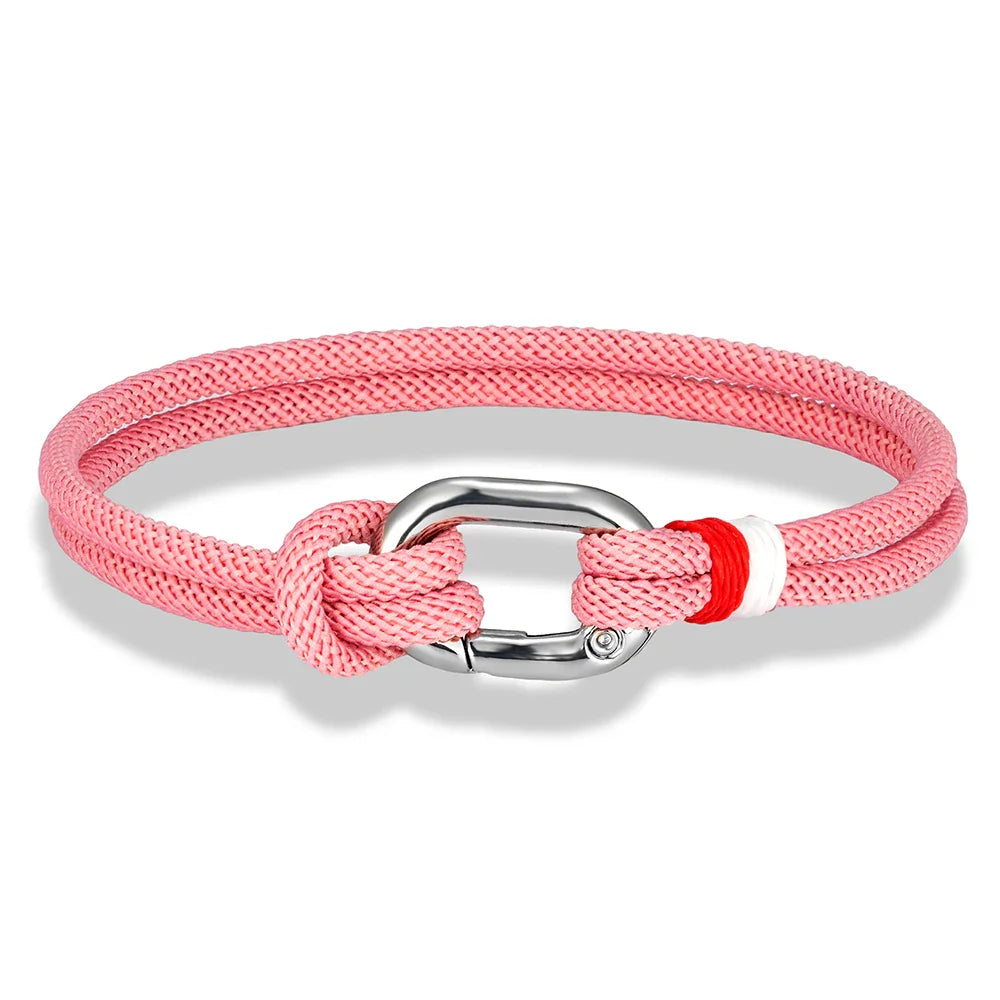 Nautisches Armband aus geflochtener Kordel mit Knoten für Herren, rosa