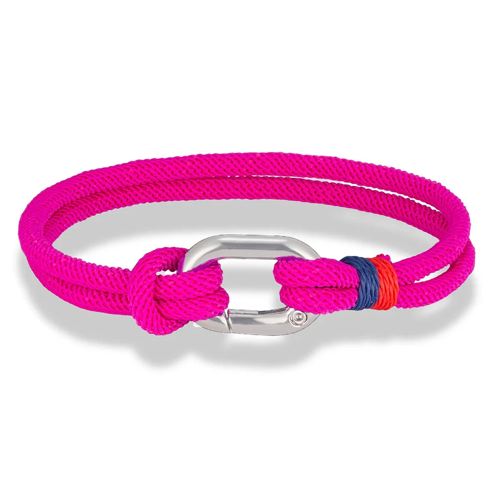 Nautisches Armband aus geflochtener Kordel mit Knoten für Herren oder Damen, dunkelrosa