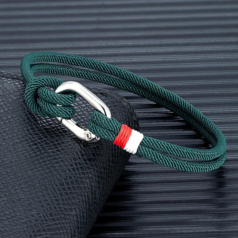 Nautisches Armband aus geflochtener Kordel mit Knoten für Herren oder Damen, grün