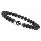 Schwarzes Armband mit Initiale h