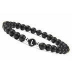 Schwarzes Armband mit Initiale l