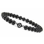 Schwarzes Armband mit Initiale u