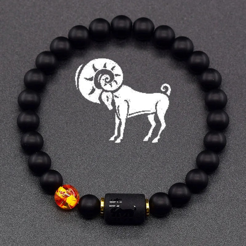 Schwarzes Armband Sternzeichen Astro Schwarz 12 Konstellationen 