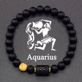 Schwarzes Armband Sternzeichen Astro Schwarz 12 Sternbilder Wassermann