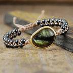 Armband "Himmlisches Auge" aus Labradorit & Hämatit 
