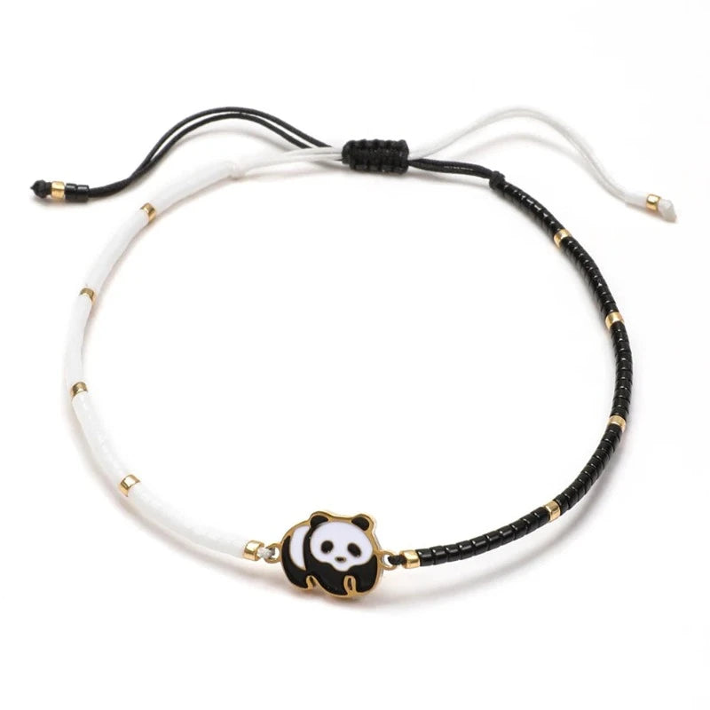 Weiß-schwarzes Panda-Seilarmband