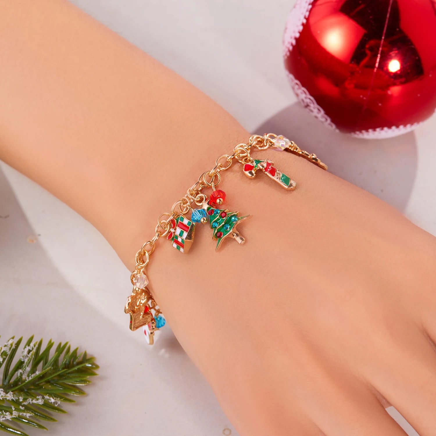 Weihnachtsmann Armband Tannen Schneemann Gold 1