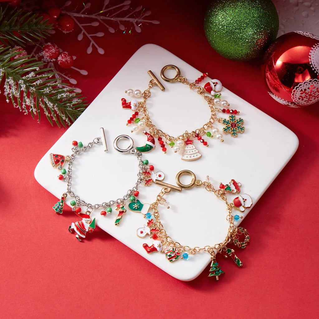 Weihnachtsmann Armband Tannen Schneemann Silber