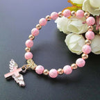 Perlenarmband mit rosa Kreuz