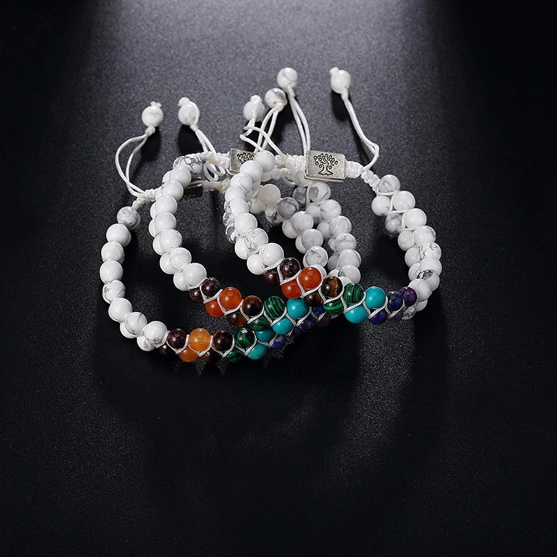 7 Chakra Stein Armband Weiß