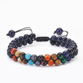 Schwarzes 7-Chakra-Steinarmband