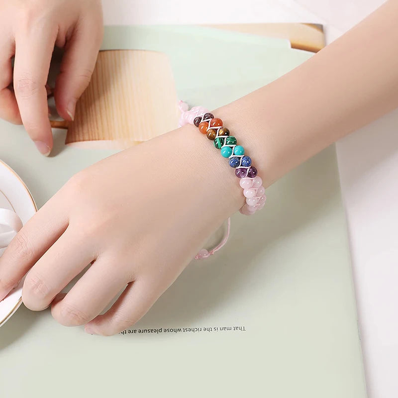 7 Chakra Stein Armband Rosa