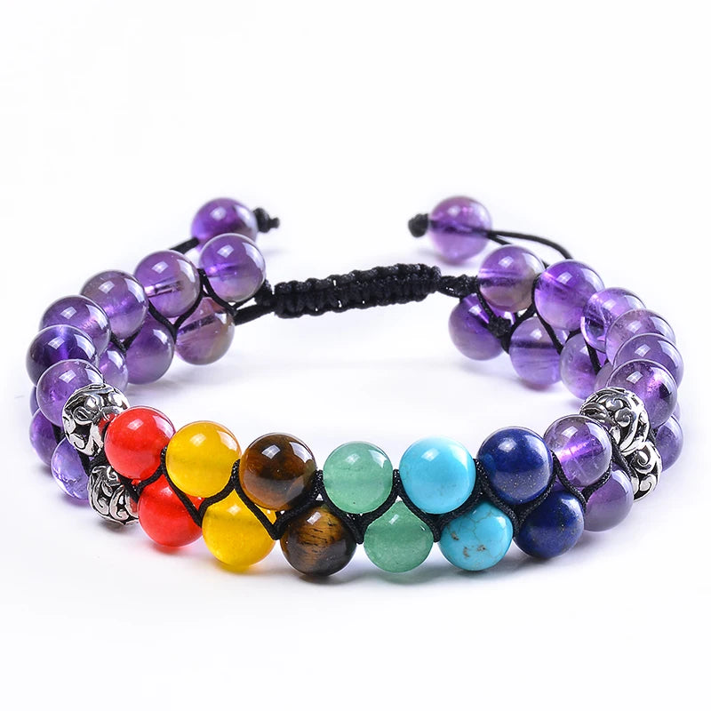 Violettes 7-Chakra-Steinarmband