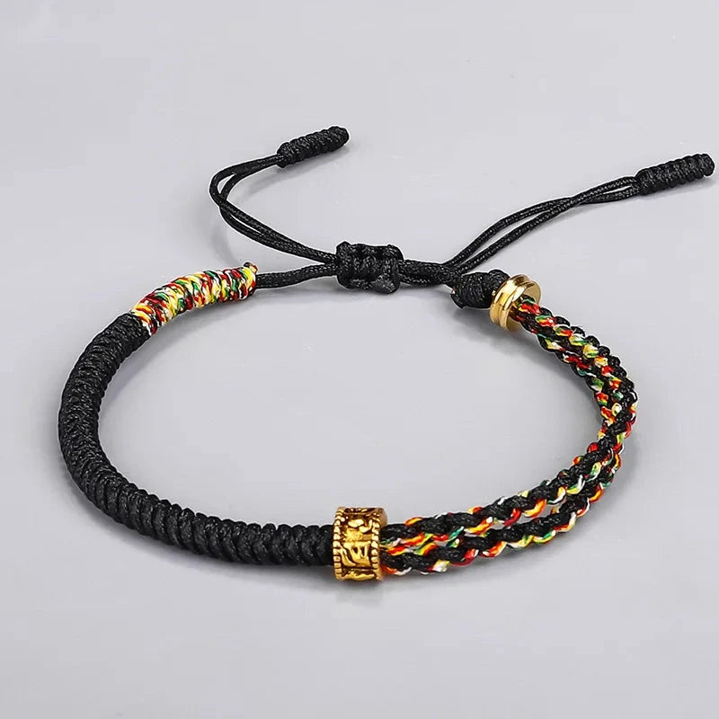 Geflochtenes tibetisch-buddhistisches Gourmet-Armband schwarz