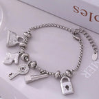 Damenarmband mit Schlüsseln und Schlössern aus Silber