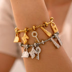 Damenarmband mit Schlüsseln und Schlössern aus Silber
