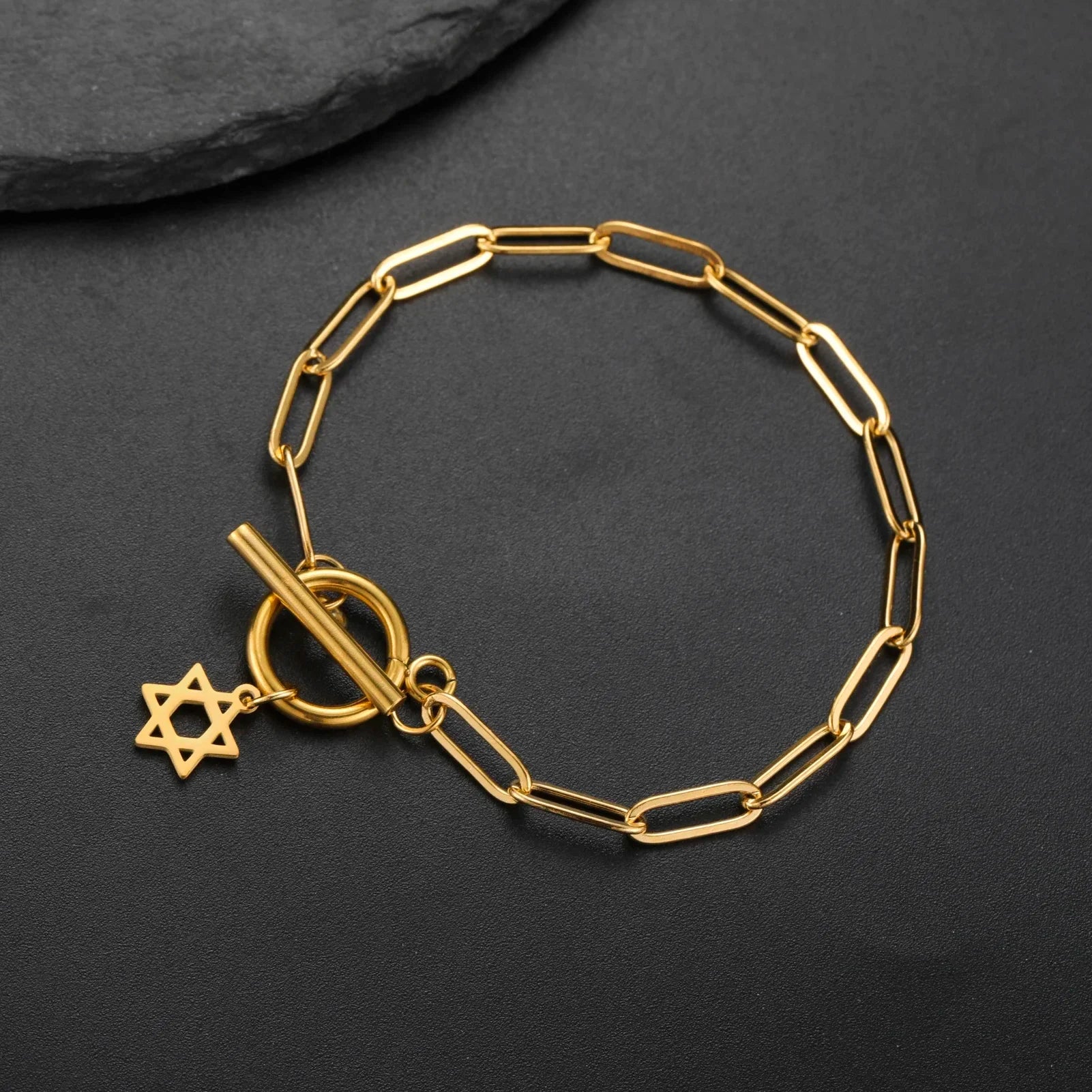 Armband für Damen mit Anhänger des Davidsterns, jüdisches Symbol, Gold