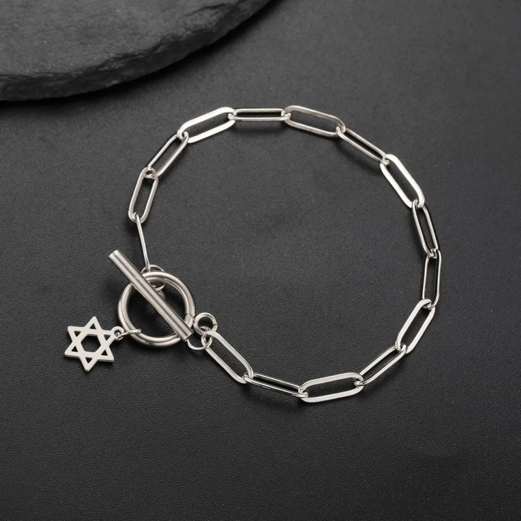 Armband für Damen mit Anhänger des Davidsterns, jüdisches Symbol, Silber