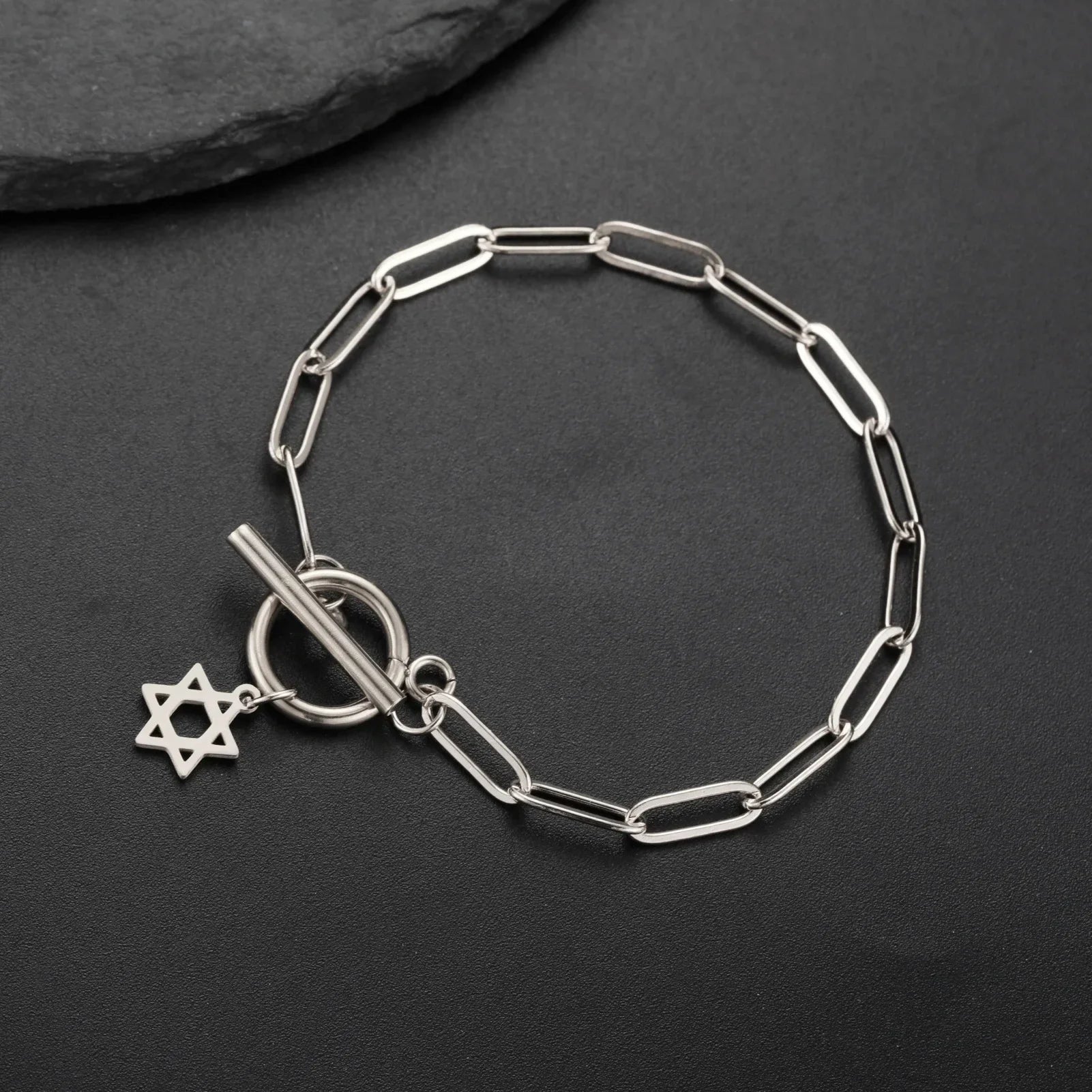 Armband für Damen mit Anhänger des Davidsterns, jüdisches Symbol, Silber