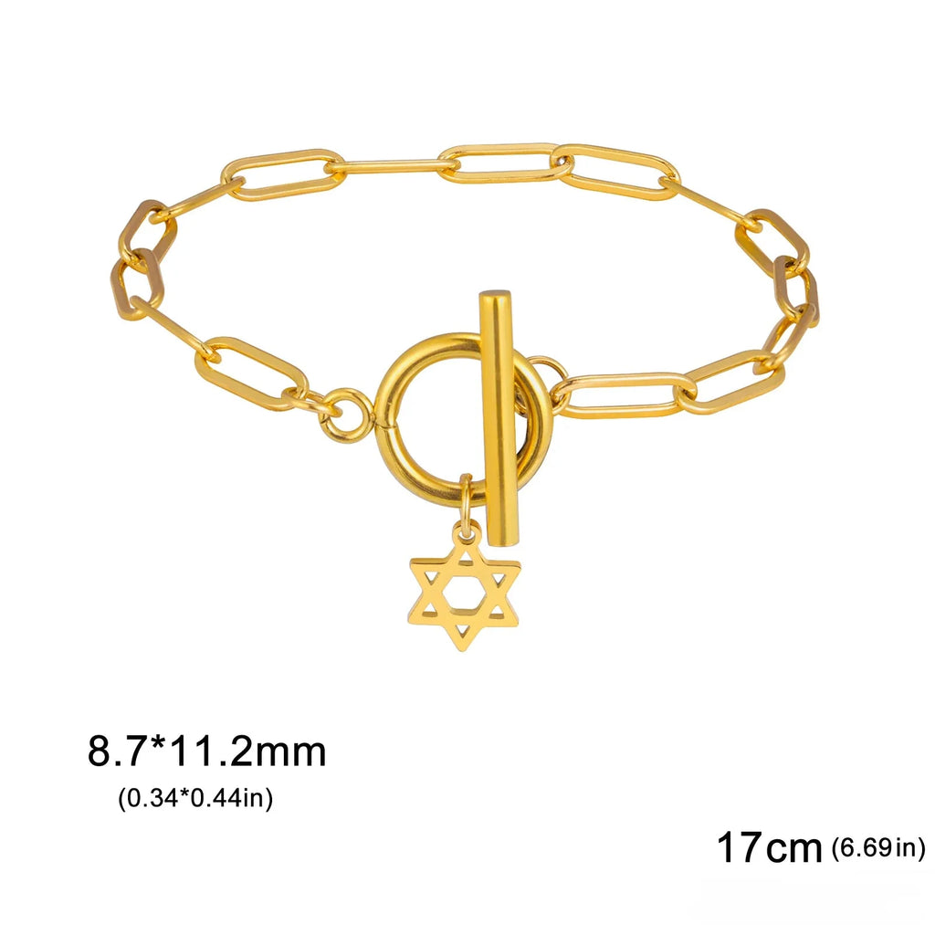 Armband für Damen mit Anhänger des Davidsterns, jüdisches Symbol, Gold