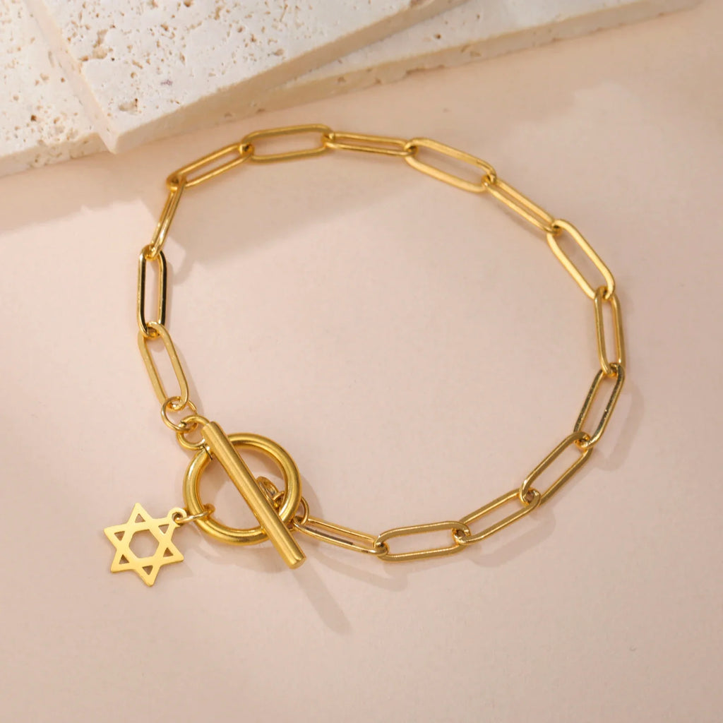 Armband für Damen mit Anhänger des Davidsterns, jüdisches Symbol, Gold