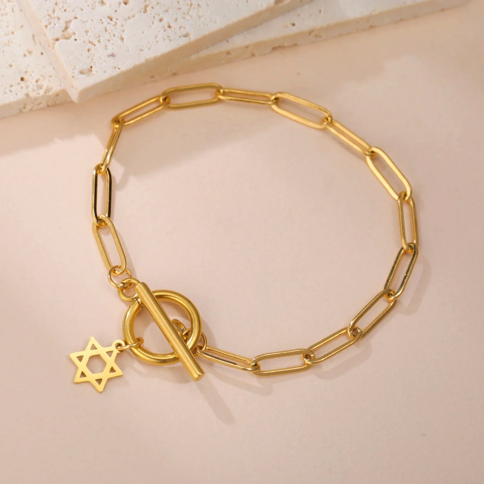 Armband für Damen mit Anhänger des Davidsterns, jüdisches Symbol, Gold