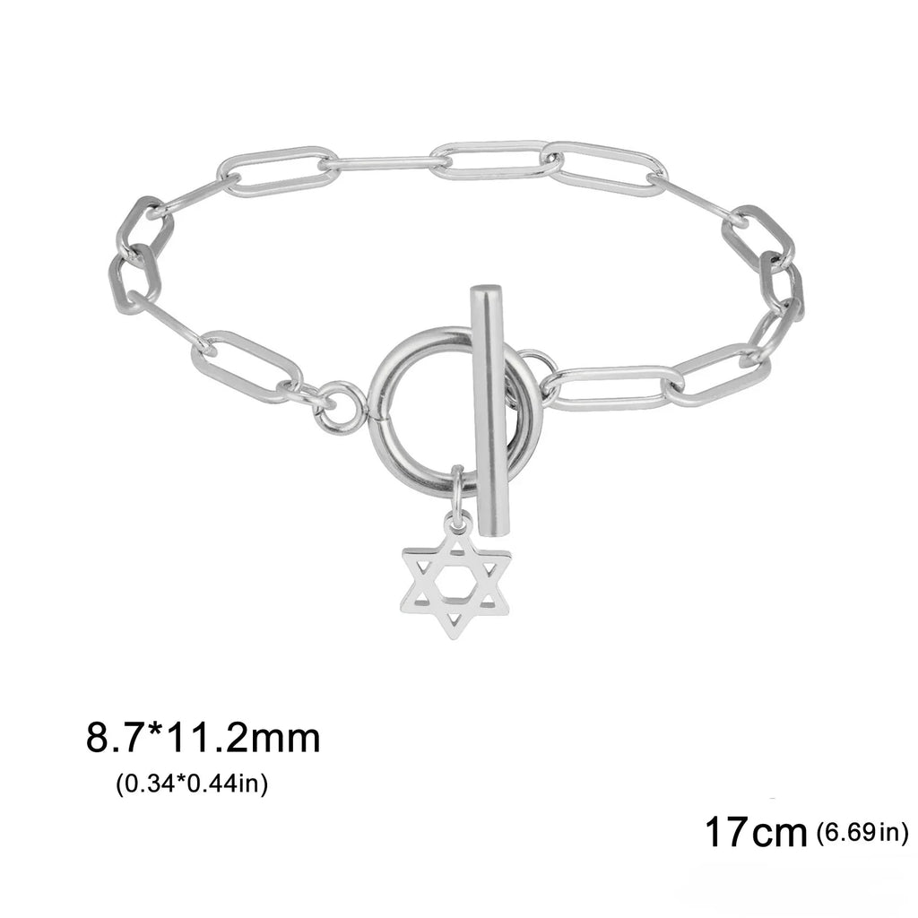 Armband für Damen mit Anhänger des Davidsterns, jüdisches Symbol, Silber
