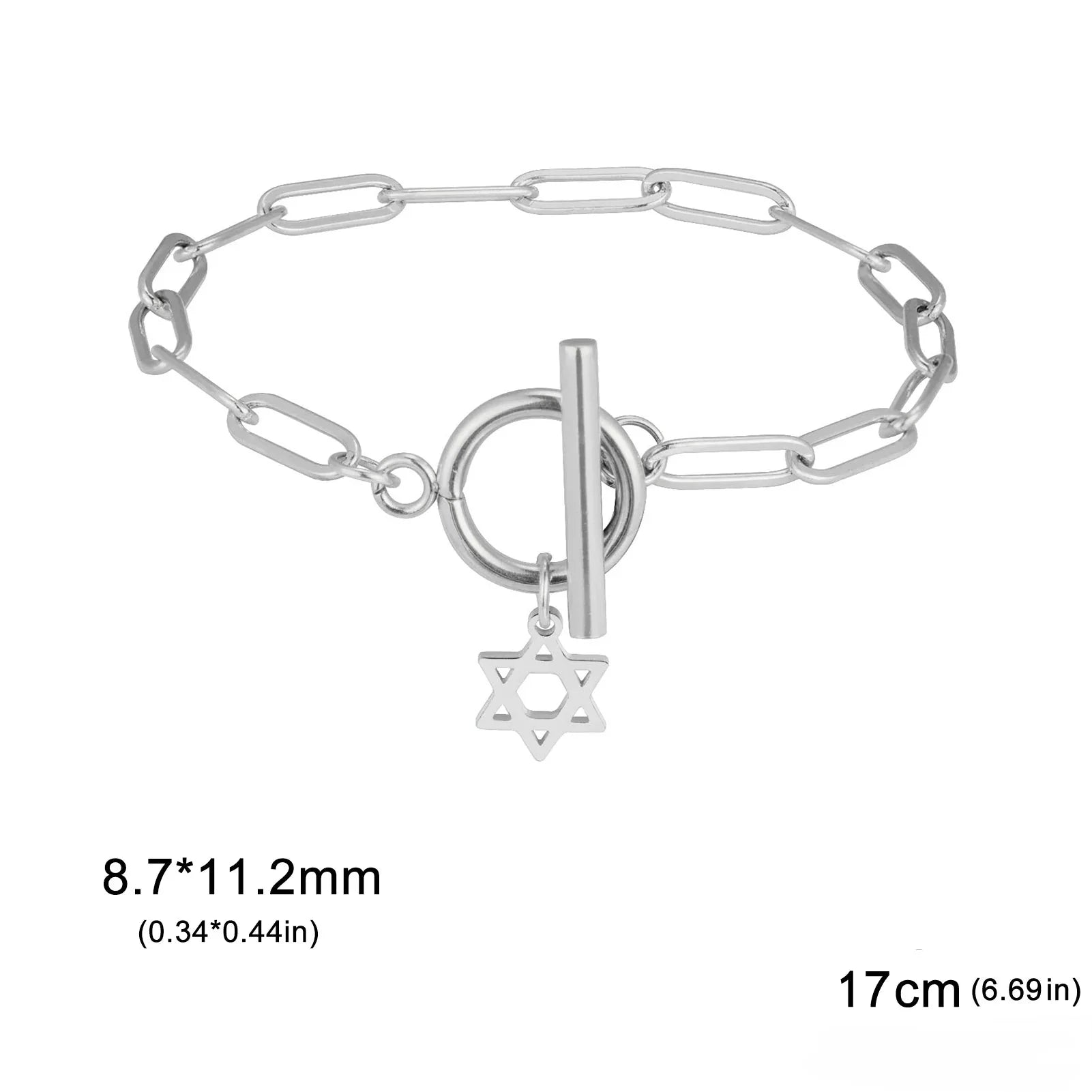 Armband für Damen mit Anhänger des Davidsterns, jüdisches Symbol, Silber