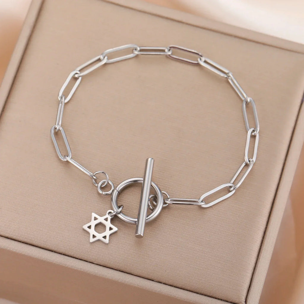 Armband für Damen mit Anhänger des Davidsterns, jüdisches Symbol, Silber