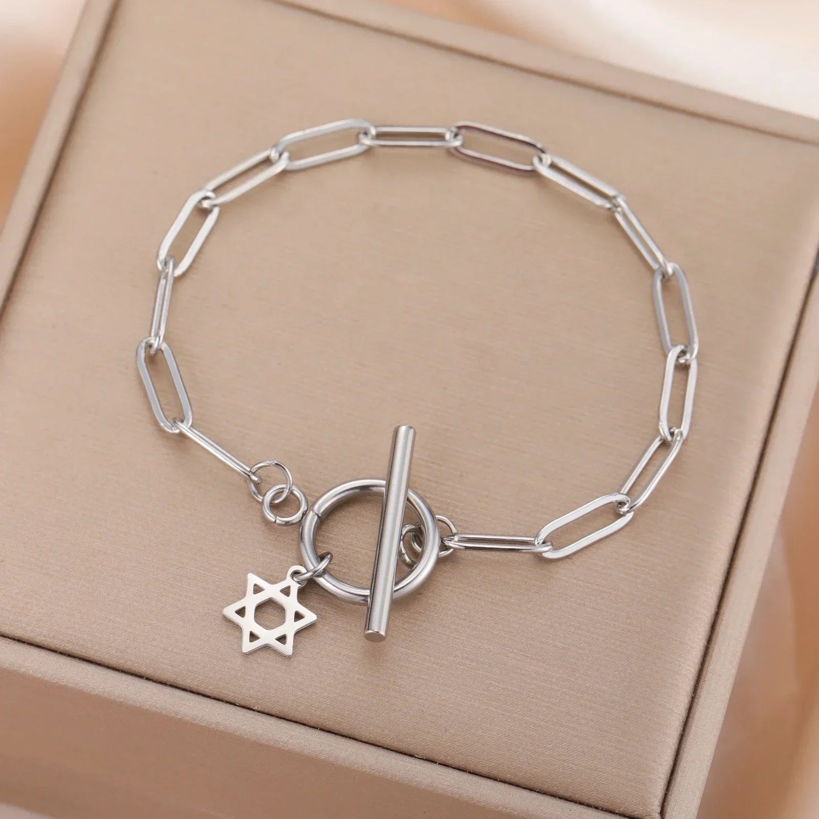 Armband für Damen mit Anhänger des Davidsterns, jüdisches Symbol, Silber
